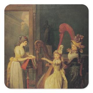 Harp lesson given by Madame de Genlis Square Sticker