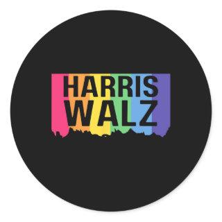 Harris Walz 2024 Lgbtq Gay Pride Rainbow Kamala Ha Classic Round Sticker