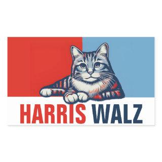 Harris Walz 2024 Obviously Red Blue Cat Rectangular Sticker