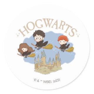 HARRY POTTER™, Hermione, & Ron Fly Over HOGWARTS™ Classic Round Sticker