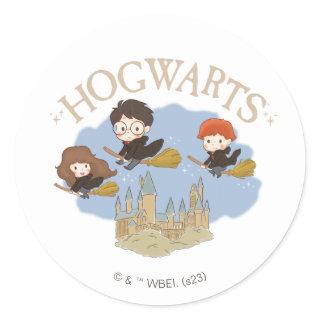 HARRY POTTER™, Hermione, & Ron Fly Over HOGWARTS™ Classic Round Sticker