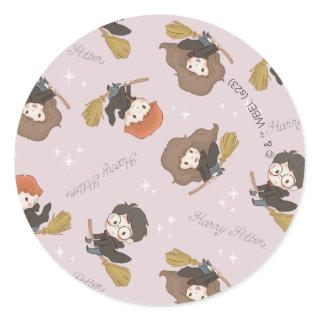 HARRY POTTER™, Hermione, & Ron Flying Pattern Classic Round Sticker