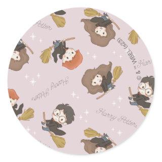 HARRY POTTER™, Hermione, & Ron Flying Pattern Classic Round Sticker