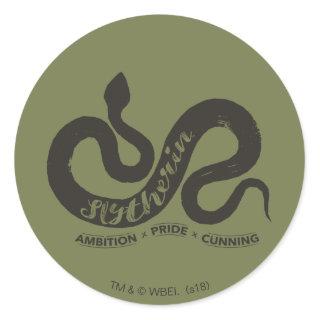 Harry Potter | SLYTHERIN™ Silhouette Typography Classic Round Sticker