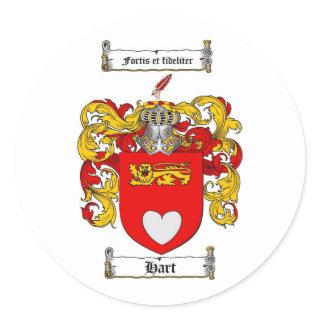 HART FAMILY CREST -  HART COAT OF ARMS CLASSIC ROUND STICKER