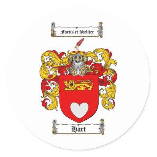 HART FAMILY CREST -  HART COAT OF ARMS CLASSIC ROUND STICKER
