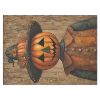 Harvest Magic: Folk Art Pumpkin Head Decoupage  Tissue Paper