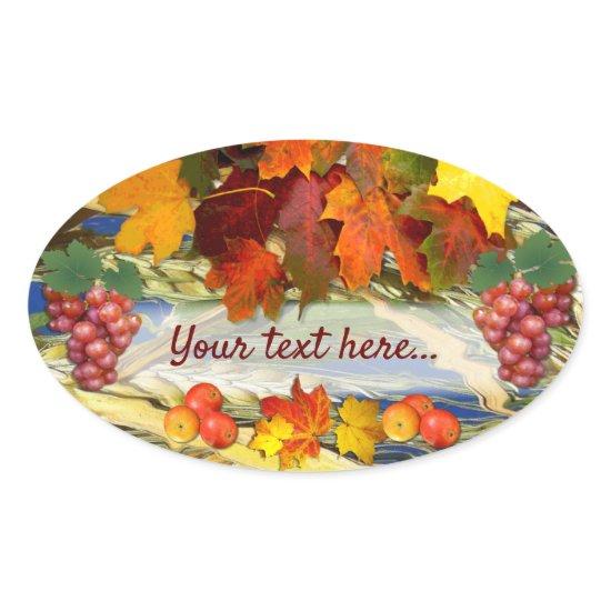 Harvest Time custom text Oval Sticker