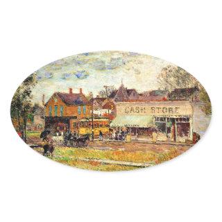 Hassam - End of the Trolley Line, Oak Park, IL Oval Sticker