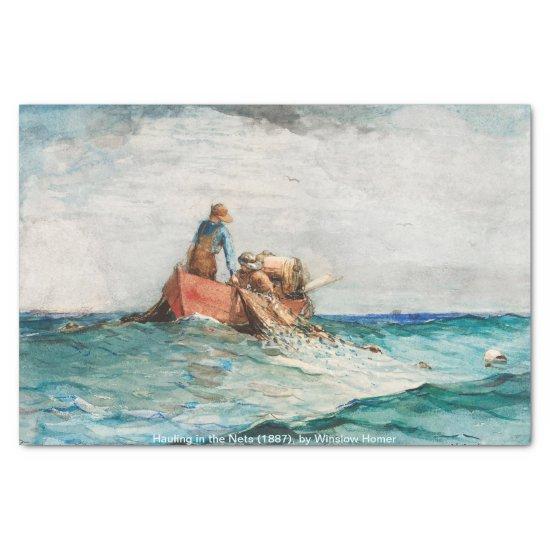 Hauling In The Nets (1887) By Winslow Homer Tissue Paper