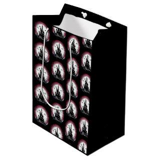 Haunted House Full Moon Bats Happy Halloween Medium Gift Bag