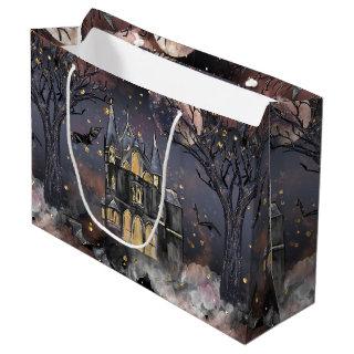 Haunted House | Spooky Full Moon Tree and Bats Large Gift Bag