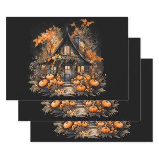 Haunted House with Pumpkins Halloween  Sheets