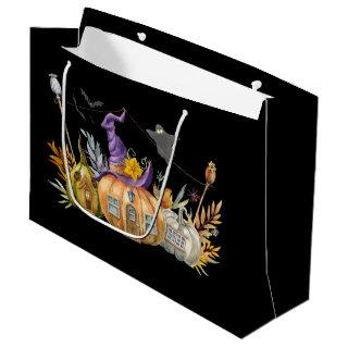 Haunted Pumpkin House with Ghost & Bats Large Gift Bag