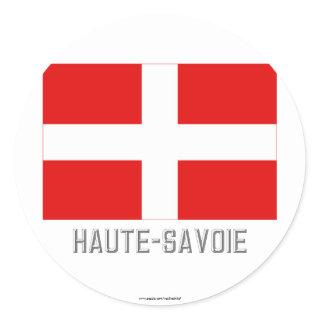 Haute-Savoie flag with name Classic Round Sticker