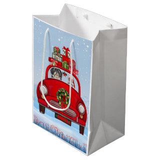 Havanese Dog In Car With Santa Claus  Medium Gift Bag