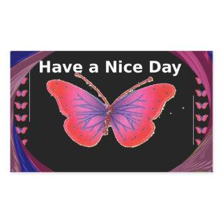 Have a Nice Day and a better night butterfly. art Rectangular Sticker
