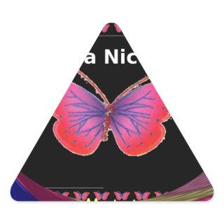 Have a Nice Day and a better night butterfly. art Triangle Sticker