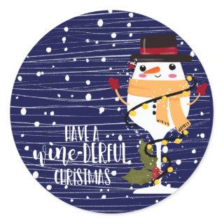 have a wonderful christmas wine-derful funny wine classic round sticker