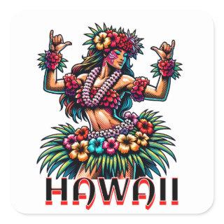 Hawaii | Hawaiian Hula Dancer  Square Sticker