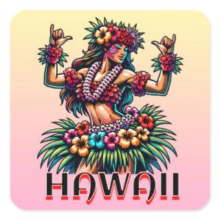 Hawaii | Hawaiian Hula Dancer   Square Sticker