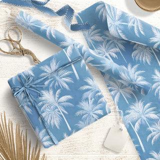 Hawaiian Palm Tree Silhouette Pattern Blue ID1093