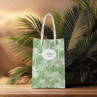 Hawaiian Palm Tree Silhouette Pattern Green ID1093 Medium Gift Bag