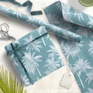Hawaiian Palm Tree Silhouette Pattern Teal ID1093