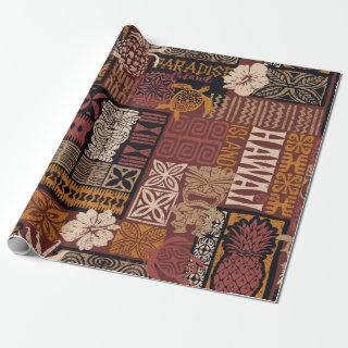 Hawaiian style tribal motif fabric patchwork abstr