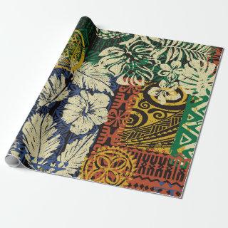 Hawaiian tribal elements and hibiscus fabric patch