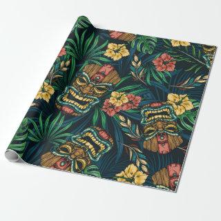 Hawaiian tropical colorful seamless pattern with t