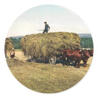 Haying in New England - Vintage 1900 Classic Round Sticker