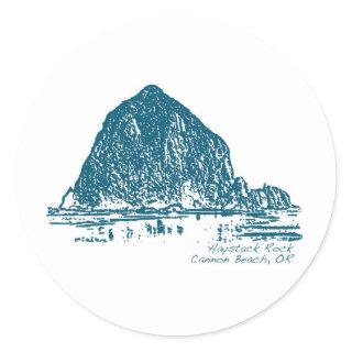 Haystack Rock Illustration Classic Round Sticker