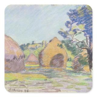 Haystacks at Saint-Cheron Square Sticker