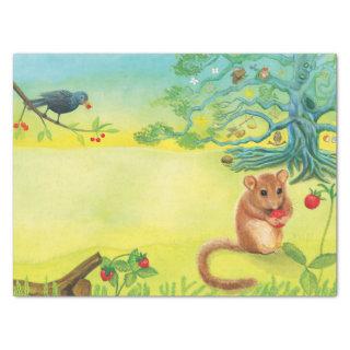 Hazel Dormouse Eating Wild Strawberry  Tissue Paper