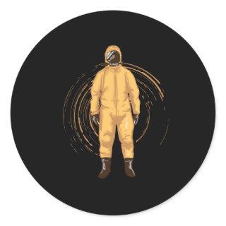 Hazmat suit classic round sticker