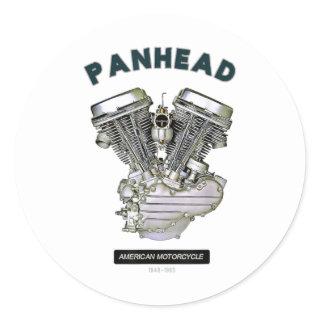 HD PanHead Retro V-Twin Engine Motorcycle 48 -65 b Classic Round Sticker