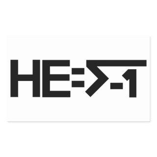 HE=√-1  (HE is Imaginary) [HE = Square Root of -1] Rectangular Sticker