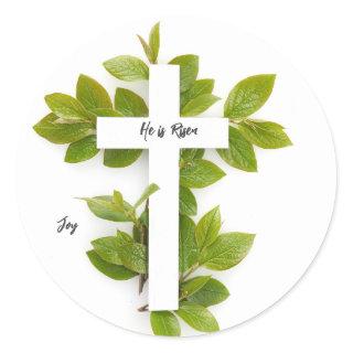 He is Risen/Easter editable text   Classic Round Sticker