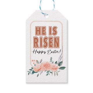He Is Risen Religious Easter Floral Gift Tag