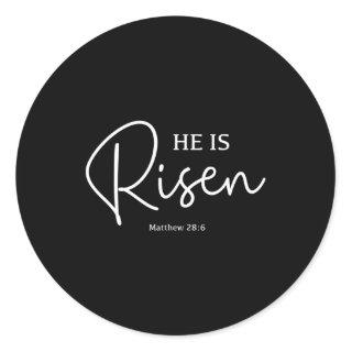 He Is Risen Trendy Jesus Christian Matthew 28 Vers Classic Round Sticker