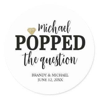 He Popped The Question Sticker | Gold Diamond