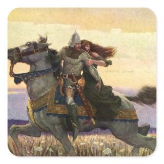 “He Rode Away With the Queen” by NC Wyeth Square Sticker