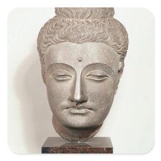 Head from a statue of the Buddha, from Square Sticker