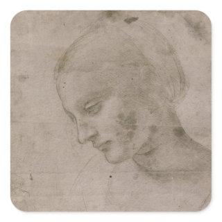 Head of a Young Woman Square Sticker