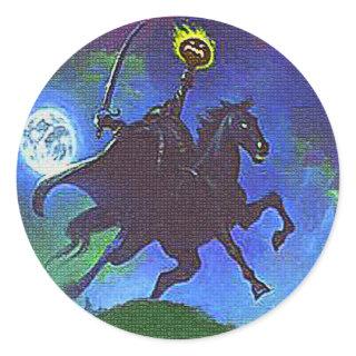 Headless Horseman in the Blue Light Classic Round Sticker