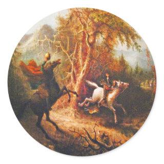 Headless Horseman Pursuing Ichabod Crane Classic Round Sticker