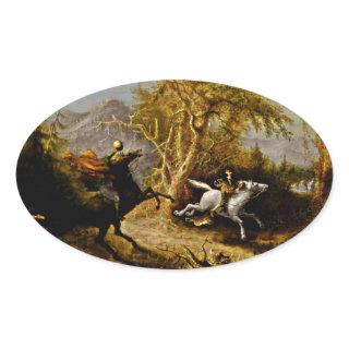 Headless Horseman Pursuing Ichabod Crane Oval Sticker