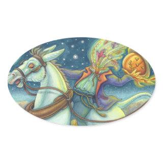 HEADLESS HORSEMAN SCARECROW & MULE STICKERS Oval