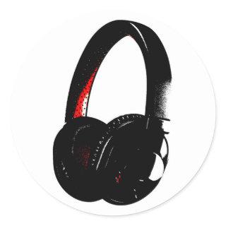 Headphone Pop Art Head Phone Classic Round Sticker